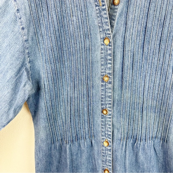 LL. Bean Vintage Denim Jean Maxi Dress Long Sleeve Button Down Size 12 Amish - Picture 10 of 11